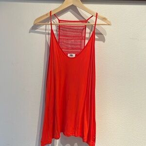 Old Navy Rayon Tanktop with Net Back, Orange/Red Size L